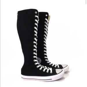 Converse Black and white Knee High Lace Up Boots